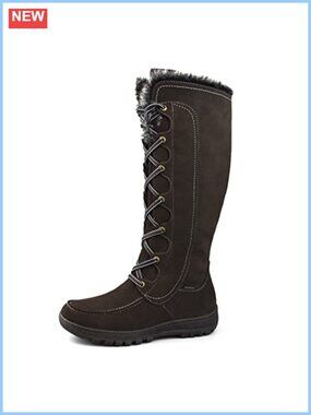 Waterproof Suede Leather Tall Winter Boots Warm Lined Snow Boots